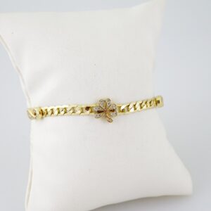 B1596 Bracelet Pulseras Zircon Stone 14K Real Color