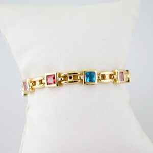 B1597 Bracelet Pulseras Zircon Stone 14K Real Color