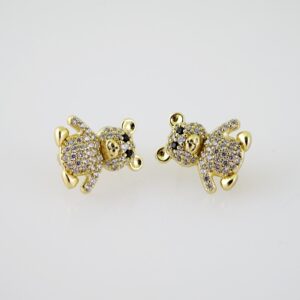E2239 Earrings Aretes Zircon Stone 14K Real Color