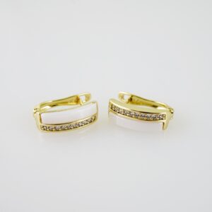 E2242Earrings Aretes Zircon Stone 14K Real Color