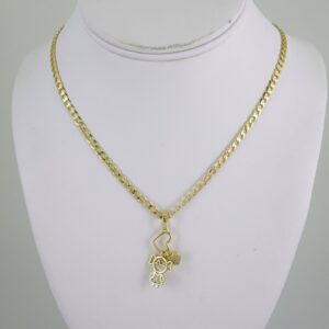 SET1863 Cadenas & Colgantes Chain Pendants Zircon Stone 14K Real Color 3mmX45cm