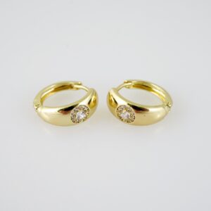E1967 Earrings  Aretes  Zircon Stone  14K Real Color