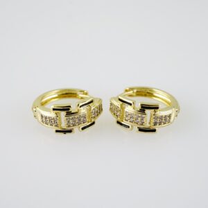 E1969 Earrings  Aretes  Zircon Stone  14K Real Color
