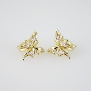 E1970 Earrings  Aretes  Zircon Stone  14K Real Color