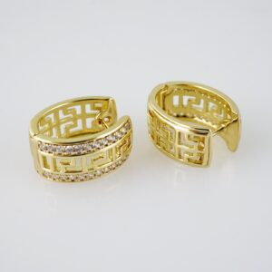 E1974 Earrings  Aretes  Zircon Stone  14K Real Color