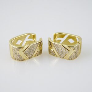 E1977 Earrings  Aretes  Zircon Stone  14K Real Color