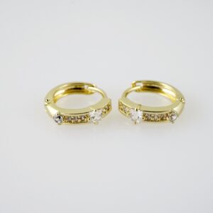 E1978 Earrings  Aretes  Zircon Stone  14K Real Color