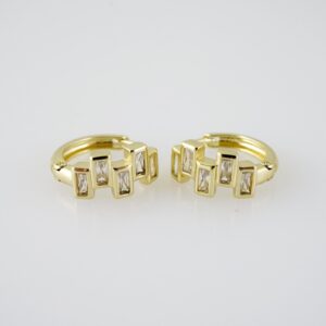 E1981 Earrings  Aretes  Zircon Stone  14K Real Color
