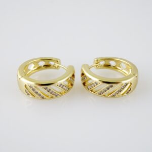 E1982 Earrings  Aretes  Zircon Stone  14K Real Color
