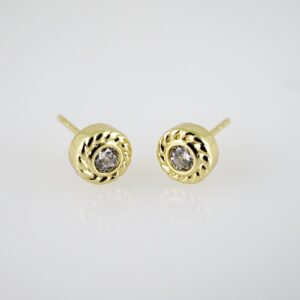 E2377 Earrings  Aretes  Zircon Stone  14K Real Color