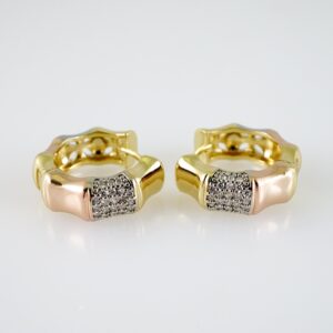 E2381 Earrings  Aretes  Three Tone  Zircon Stone