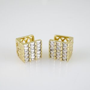 E2383 Earrings  Aretes  Zircon Stone  14K Real Color