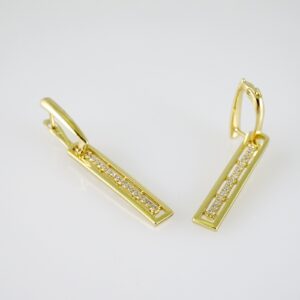 E2397 Earrings  Aretes  Zircon Stone  14K Real Color