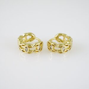 E2398 Earrings  Aretes  Zircon Stone  14K Real Color