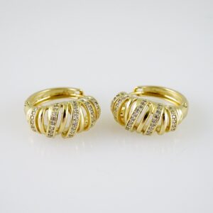 E2401 Earrings  Aretes  Zircon Stone  14K Real Color