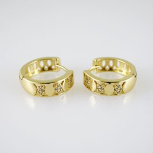 E2402 Earrings  Aretes  Zircon Stone  14K Real Color