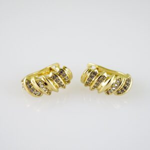 E2406 Earrings  Aretes  Zircon Stone  14K Real Color