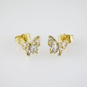 E2409 Earrings  Aretes  Zircon Stone  14K Real Color