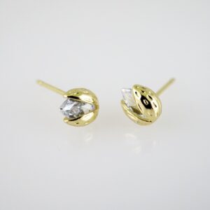 E2411 Earrings  Aretes  Zircon Stone  14K Real Color