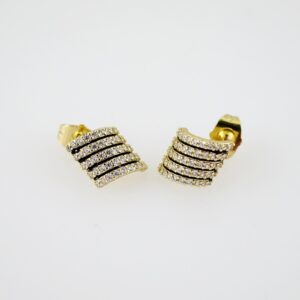 E2000 Earrings  Aretes  Zircon Stone  14K Real Color