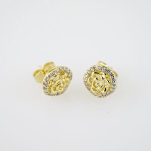 E2003 Earrings  Aretes  Zircon Stone  14K Real Color