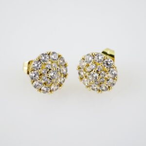 E2004 Earrings  Aretes  Zircon Stone  14K Real Color