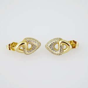 E2008 Earrings  Aretes  Zircon Stone  14K Real Color