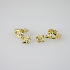 E2419 Earrings  Aretes  Zircon Stone  14K Real Color