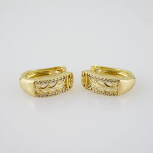 E2012 Earrings  Aretes  Zircon Stone  14K Real Color
