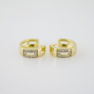 E2013 Earrings  Aretes  Zircon Stone  14K Real Color