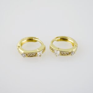 E2020 Earrings  Aretes  Zircon Stone  14K Real Color