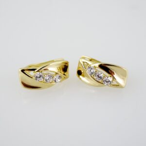 E2022 Earrings Aretes Zircon Stone 14K Real Color