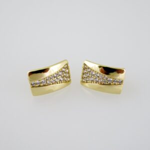 E2023 Earrings Aretes Zircon Stone 14K Real Color