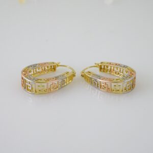 E2429 Earrings  Aretes  Three Tone  Plain