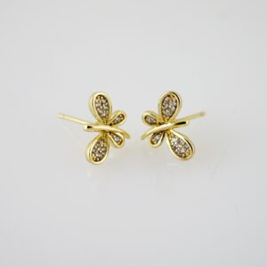 E2431 Earrings  Aretes  Zircon Stone  14K Real Color