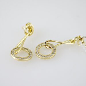 E2433 Earrings  Aretes  Zircon Stone  14K Real Color