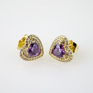 E2436 Earrings  Aretes  Zircon Stone  14K Real Color