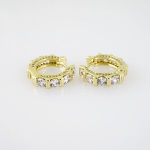 E2035 Earrings Aretes Zircon Stone 14K Real Color