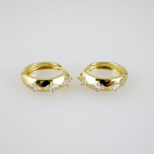 E2036 Earrings Aretes Zircon Stone 14K Real Color