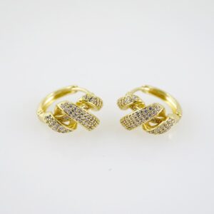 E2038 Earrings Aretes Zircon Stone 14K Real Color
