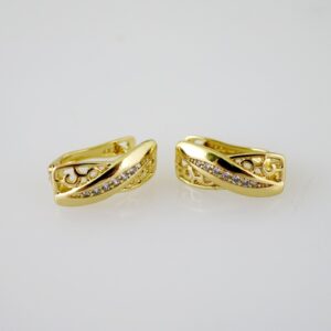 E2449 Earrings  Aretes  Zircon Stone  14K Real Color