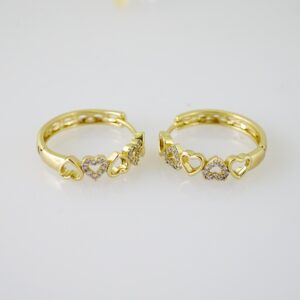 E2452 Earrings  Aretes  Zircon Stone  14K Real Color