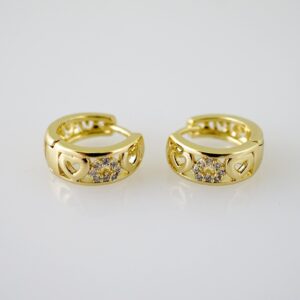 E2457 Earrings  Aretes  Zircon Stone  14K Real Color