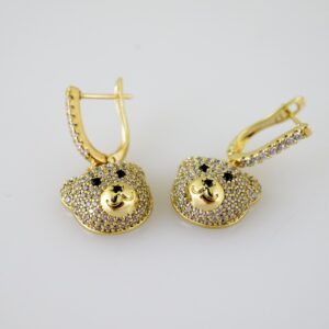 E2465 Earrings  Aretes  Zircon Stone  14K Real Color