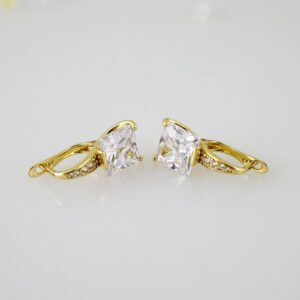 E2469 Earrings  Aretes  Zircon Stone  14K Real Color