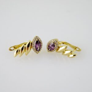 E2473 Earrings  Aretes  Zircon Stone  14K Real Color