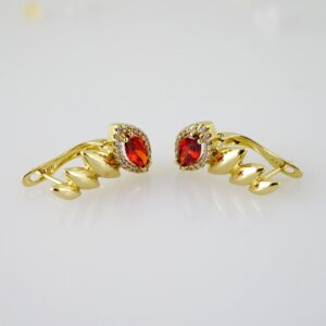 E2476 Earrings  Aretes  Zircon Stone  14K Real Color