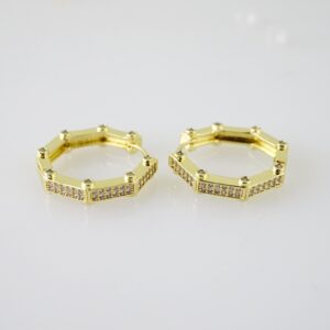E2480 Earrings  Aretes  Zircon Stone  14K Real Color