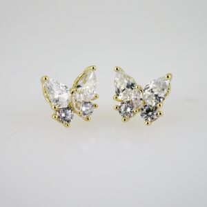 E2487 Earrings  Aretes  Zircon Stone  14K Real Color