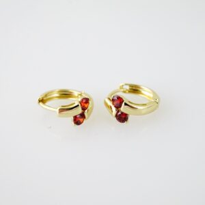 E2042 Earrings Aretes Zircon Stone 14K Real Color Red